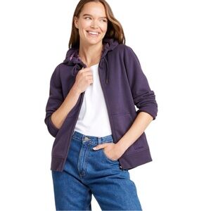NWOT Women’s L.L. Bean 1912 Sweatshirt, Flannel-Lined Deep Purple Hoodie